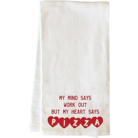 ONE BELLA CASA One Bella Casa 82856TW Heart Says Pizza Tea Towel - Red 82856TW